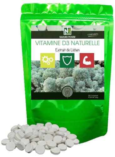 Vitamine D3 Naturelle 2000 UI  - 500 Comprimés - Extrait de Lichen !